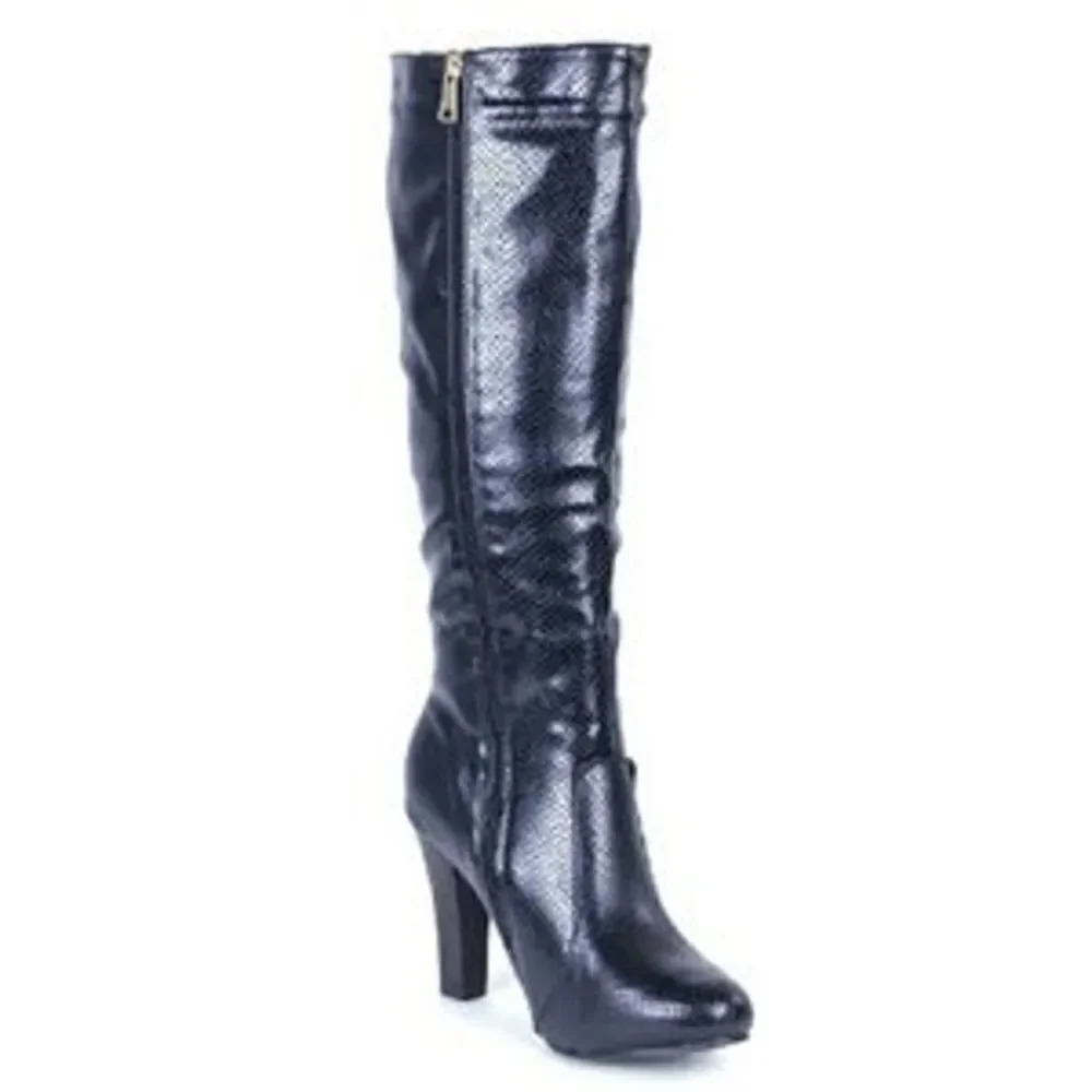 Women's Tall Fashion Boots with Heel, Faux Leather - Picture 4 of 4